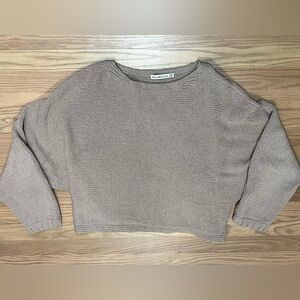Abercrombie & Fitch Women's Cropped Taupe Crewneck Sweater
